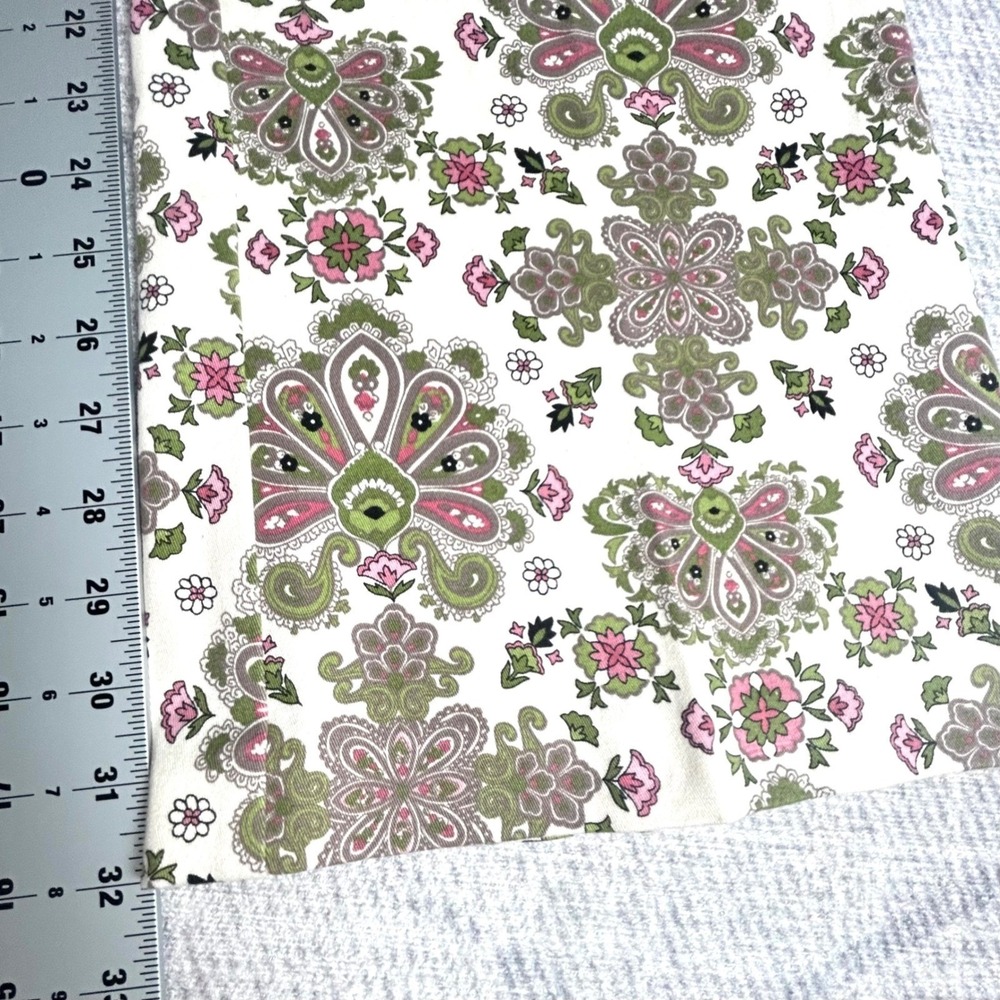 Nicole Miller Floral Paisley Print Flare Leg Pants Cottagecore Pink Green 10 - Picture 9 of 10